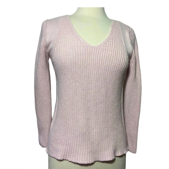 BURGESS Pale Pink Sweater Cotton/Cashmere Ribbed - Picture 1 of 8